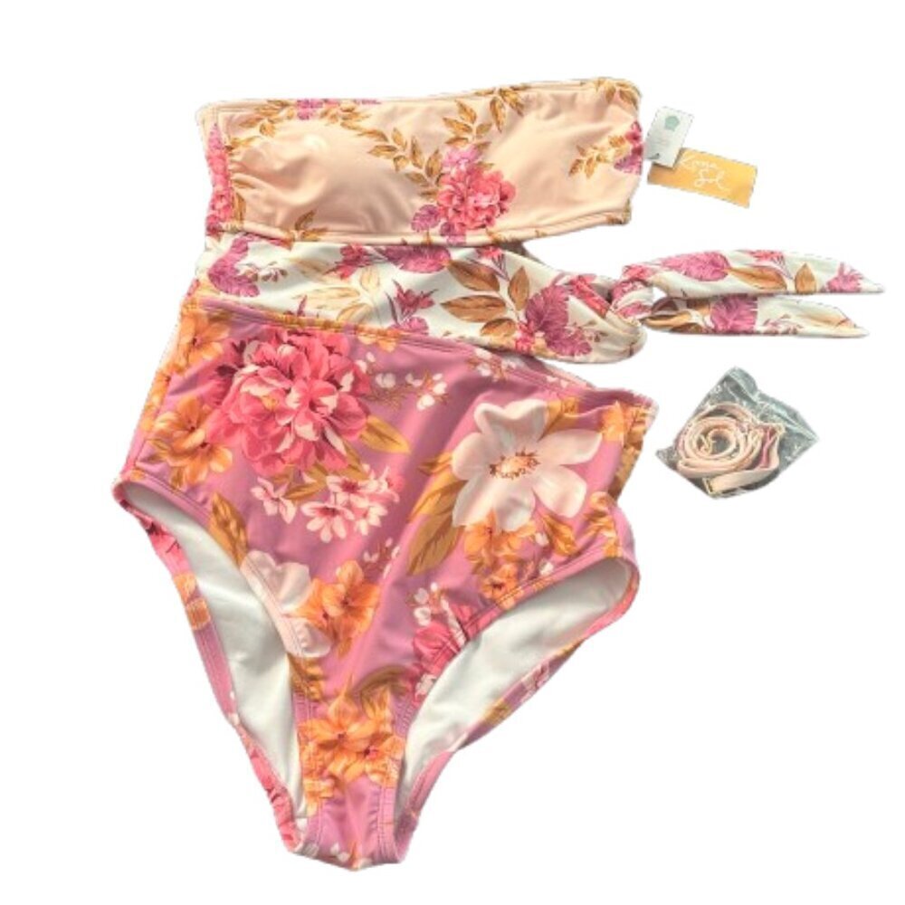 KONA SOL New NWT Strapless Cutout One Piece Swimsuit Size Medium 8-10